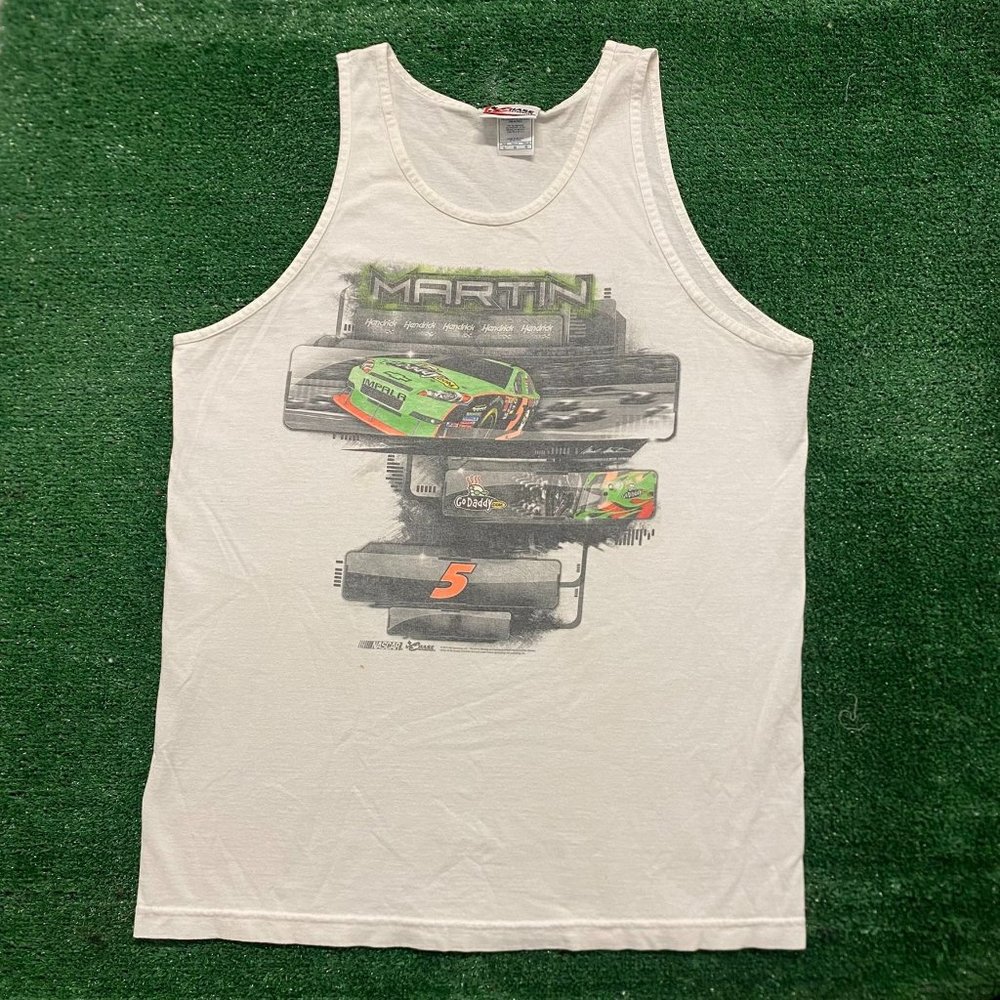 Vintage Y2k Nascar Mark Martin Auto Racing White Tank Top